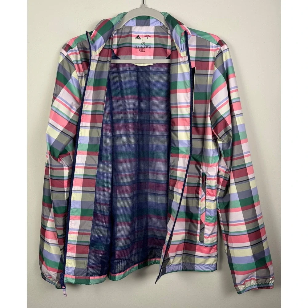 Adidas x Noah Running Jacket Plaid‎ Multicolor Full Zip XS NWT